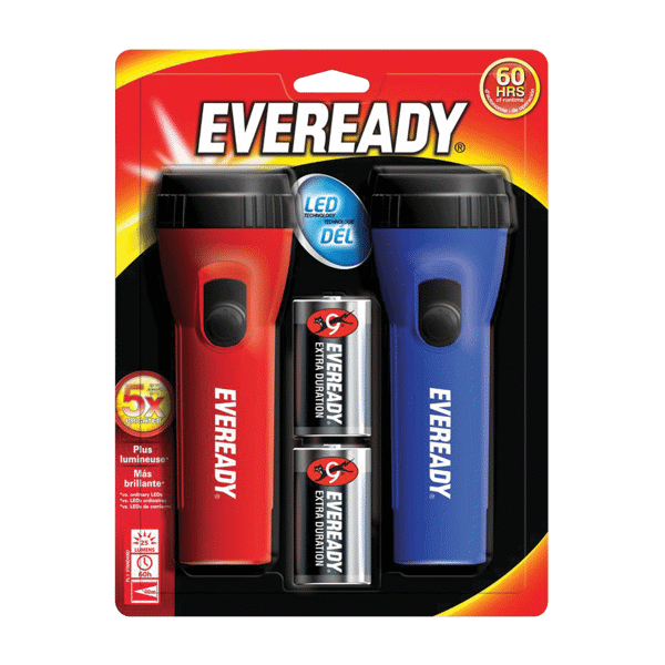 EVEL152S Eveready LED Flashlight W/2D 2ct