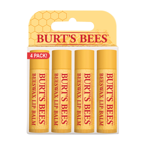 (DP) Burt's Bees Lip Balm Beeswax Tube Blister .15oz 4pk