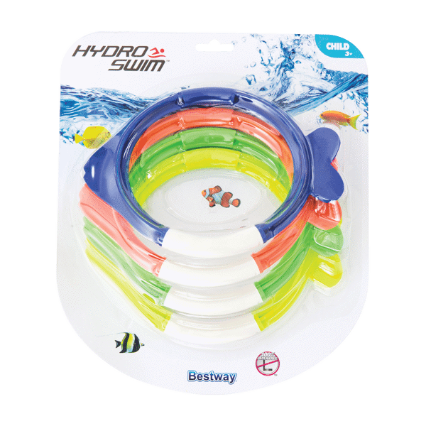 Hydro-Swim Lil' Fish Dive Rings 4 Asst. Colors Ages 3+