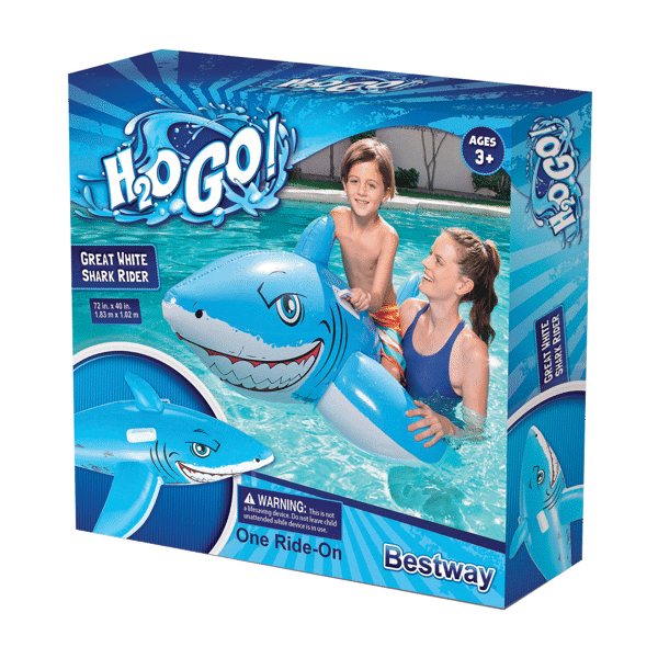 H2OGO Great White Shark Ride-On Float 72" Ages 3+