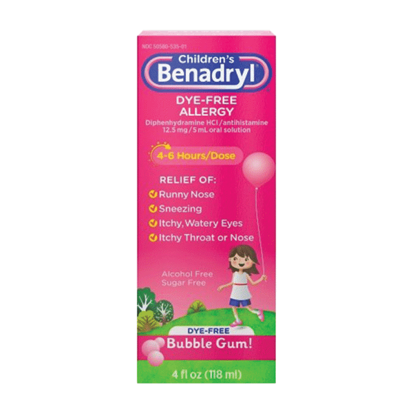Benadryl Children's Allergy Dye-Free Liquid Bubblegum 4oz