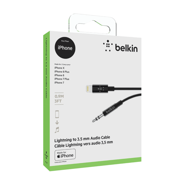 (DP) Belkin 3.5mm Audio Cable w/Lightning Connector 3' Black