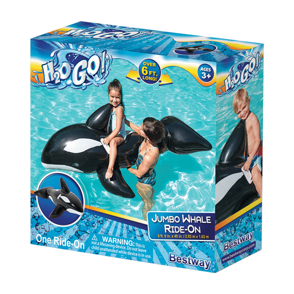 H2OGO Jumbo Whale Ride-On Float 80" Ages 3+