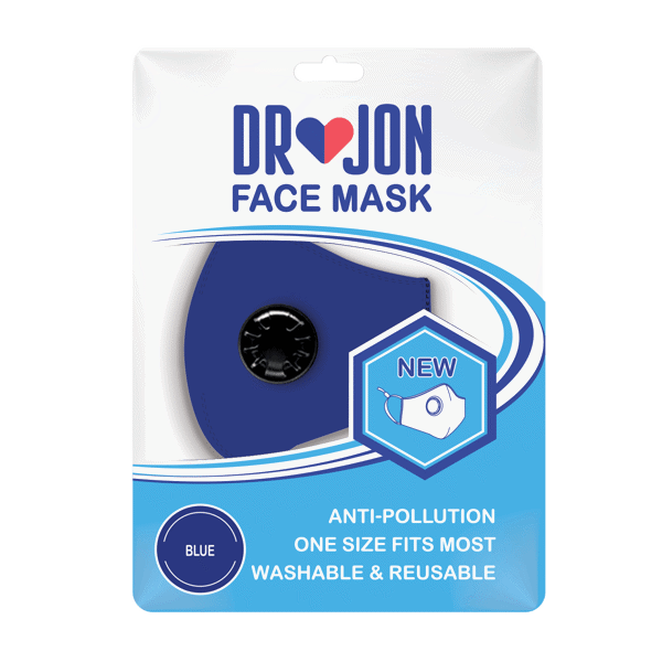 (DP) Dr Jon Face Mask 5 Layer Washable Mask w/ Valve and Extra PM 2.5 Filter - Blue
