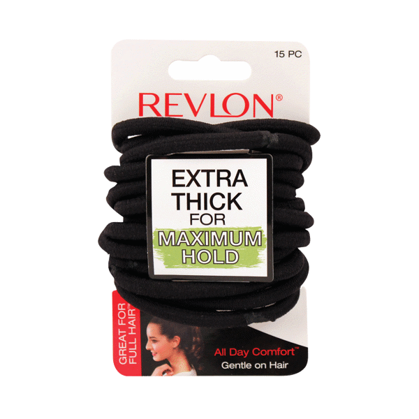 Revlon Essentials Extra Thick Elastic 15Pc Black