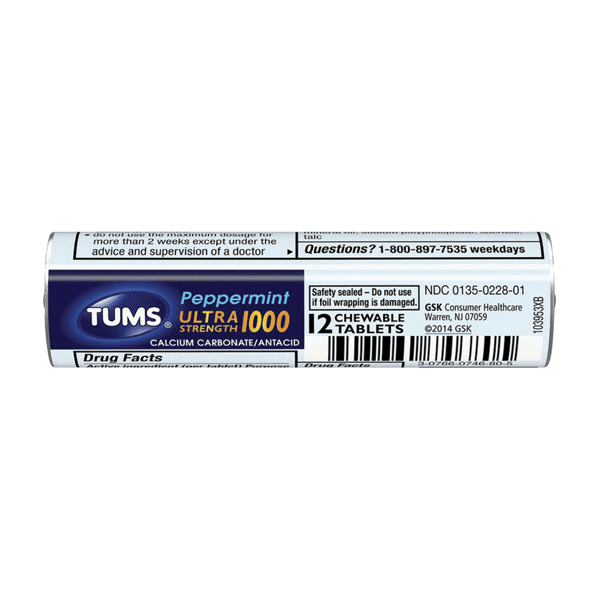 Tums Ultra Strength Peppermint Chewable Tablets