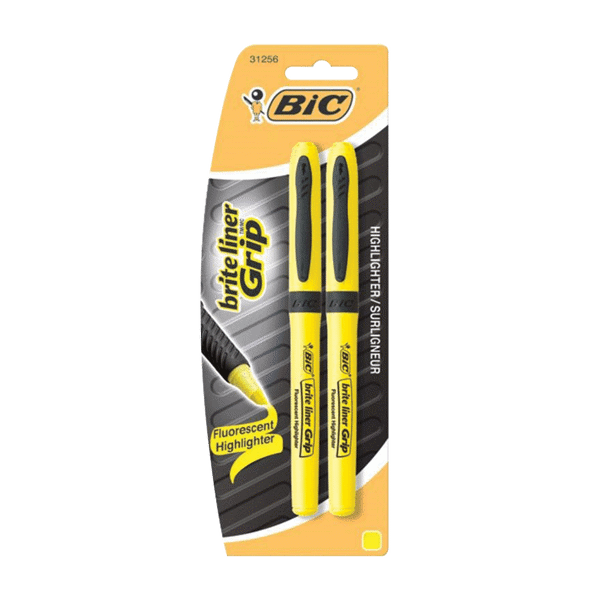 Bic Pen Brite Liner Yellow 2Ct