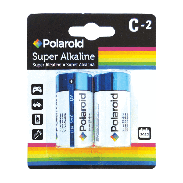 Polaroid Super Alkaline Batteries C-2Pk