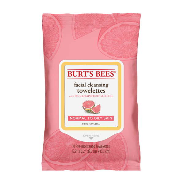 Burt's Bees Facial Towelettes Pink Grapefruit 10ct #10792850900285