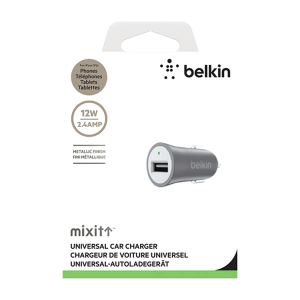 (DP) Belkin MIXIT Metallic Car Charger (5V/12 W/2.4A) Gray