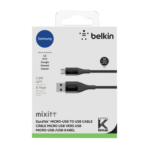 (DP) Belkin DuraTek Micro USB to USB Cable 4' Black