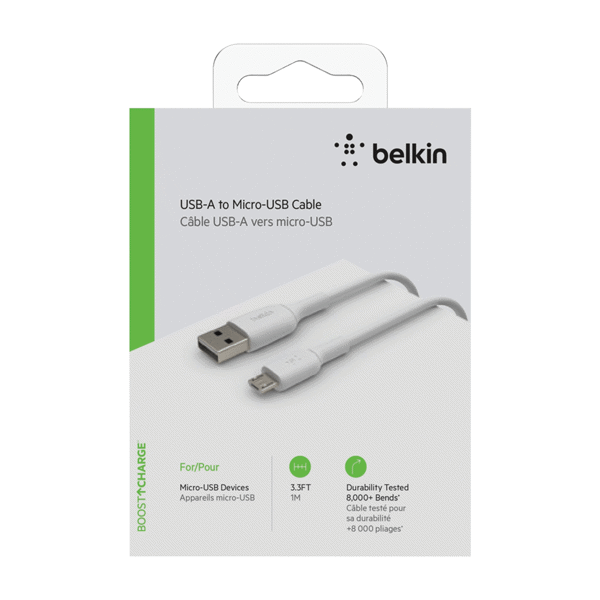 Belkin Micro USB to USB-A Cable 3.3Ft White