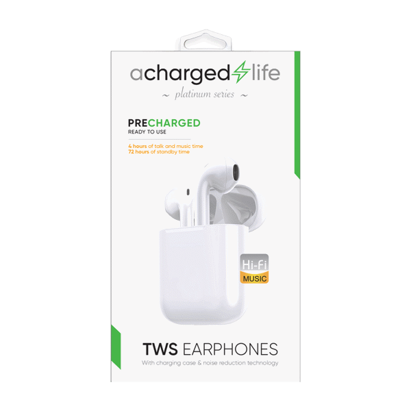 ACharged Life True Wireless Stereo Water-Resistant Earphones White