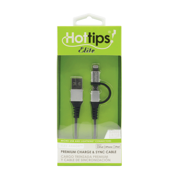 Hottips Micro-USB Cable with MFI Lightning Adapter