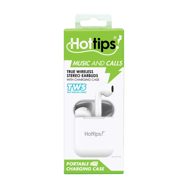 Hottips True Wireless Stereo Earbuds w/Charging Case
