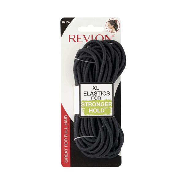 Revlon Essentials 16Ct XL Extra Long Elastics Black