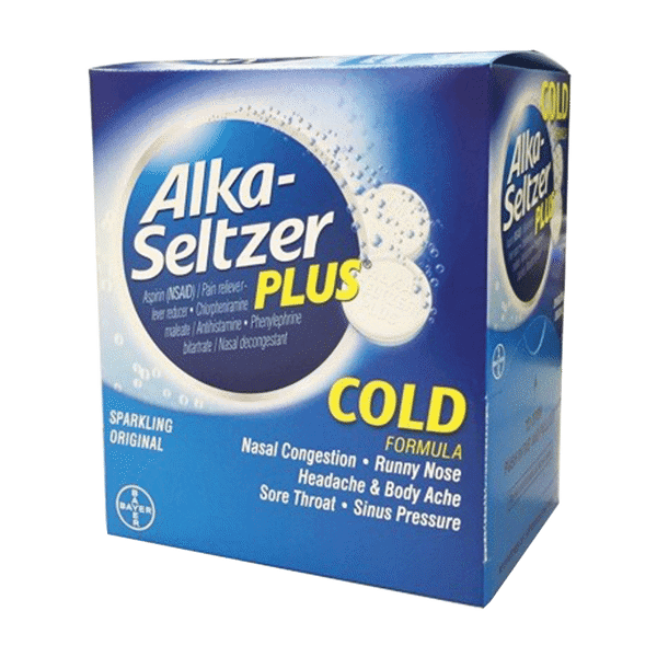 Alka Seltzer Plus Cold 2ct Dispenser Box