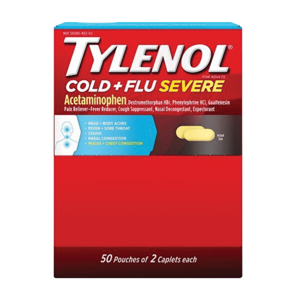 Tylenol Cold/Flu Severe Caplets 2Ct Dispenser Box