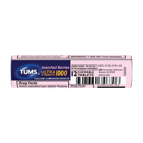Tums Ultra Strength Berries Chewable Tablets