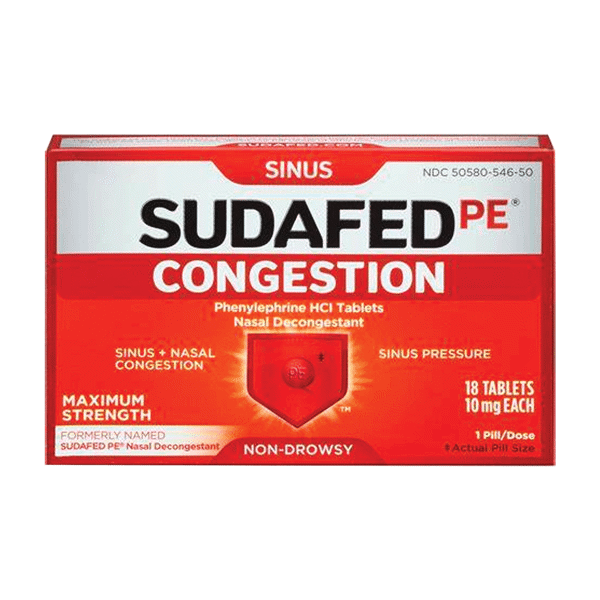 Sudafed PE Congestion Tablets 18Ct
