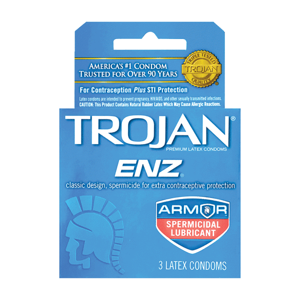 Trojan Enz Spermicidal 3Ct (Blue)