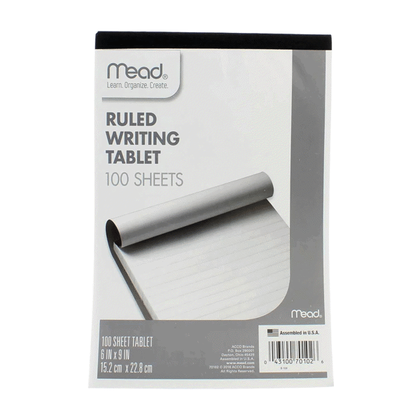Mead Writing Tablet 6x9 100ct