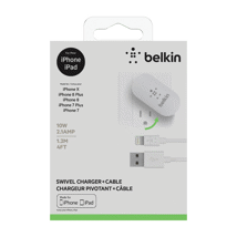 (DP) Belkin Swivel Charger + Lightning Cable 4' White (10W/2.1A)