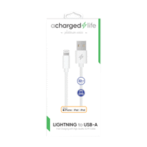 (Use CL101/CL101B) ACharged Life Charging Cable Lightning 3.3Ft (MFI) White