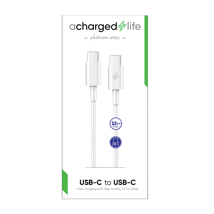 ACharged Life Charging Cable USB-C to USB-C White 3.3Ft