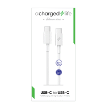 ACharged Life Charging Cable USB-C to USB-C White 6Ft