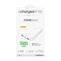 ACharged Life Ultra Thin Power Bank 5000mAh White