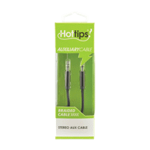 Hottips Elite 4' Deluxe Auxiliary Audio Cable With Cord Minder