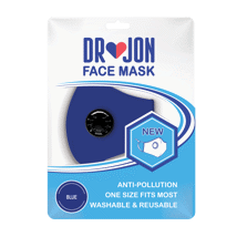 Dr Jon Face Mask 5 Layer Washable Mask w/ Valve and Extra PM 2.5 Filter - Blue