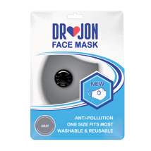 Dr Jon Face Mask 5 Layer Washable Mask w/ Valve and Extra PM 2.5 Filter - Gray