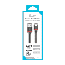 (DP) iLuv Premium Braided Micro USB Sync/Chrg Cable 3.3' Black #ICB55BLK