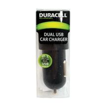 (D) Duracell Dual USB Car Charger 2.1A Black