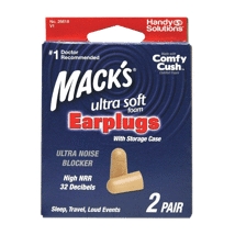 Mack's Foam Ear Plugs 2 Pair w/ Storage Case