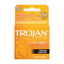 Trojan Ribbed Lubricated 3Ct (Gold)