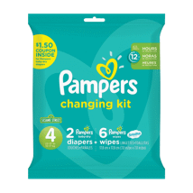 Pampers Cruisers Size 4 (22-37 Lbs) 2 Diapers W/6 Wipes