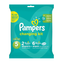 Pampers Cruisers Size 5 (27+ Lbs) 2 Diapers W/6 Wipes